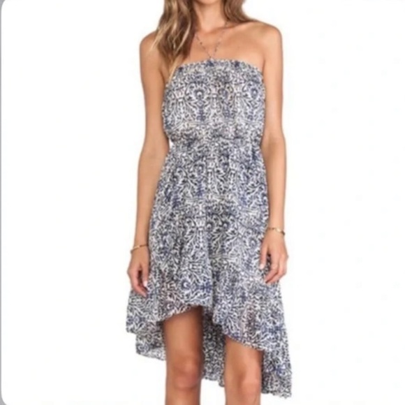 FREE PEOPLE Safari Sunset Halter Ruffle Print asymmetrical  light Summer Dress S - Picture 6 of 13